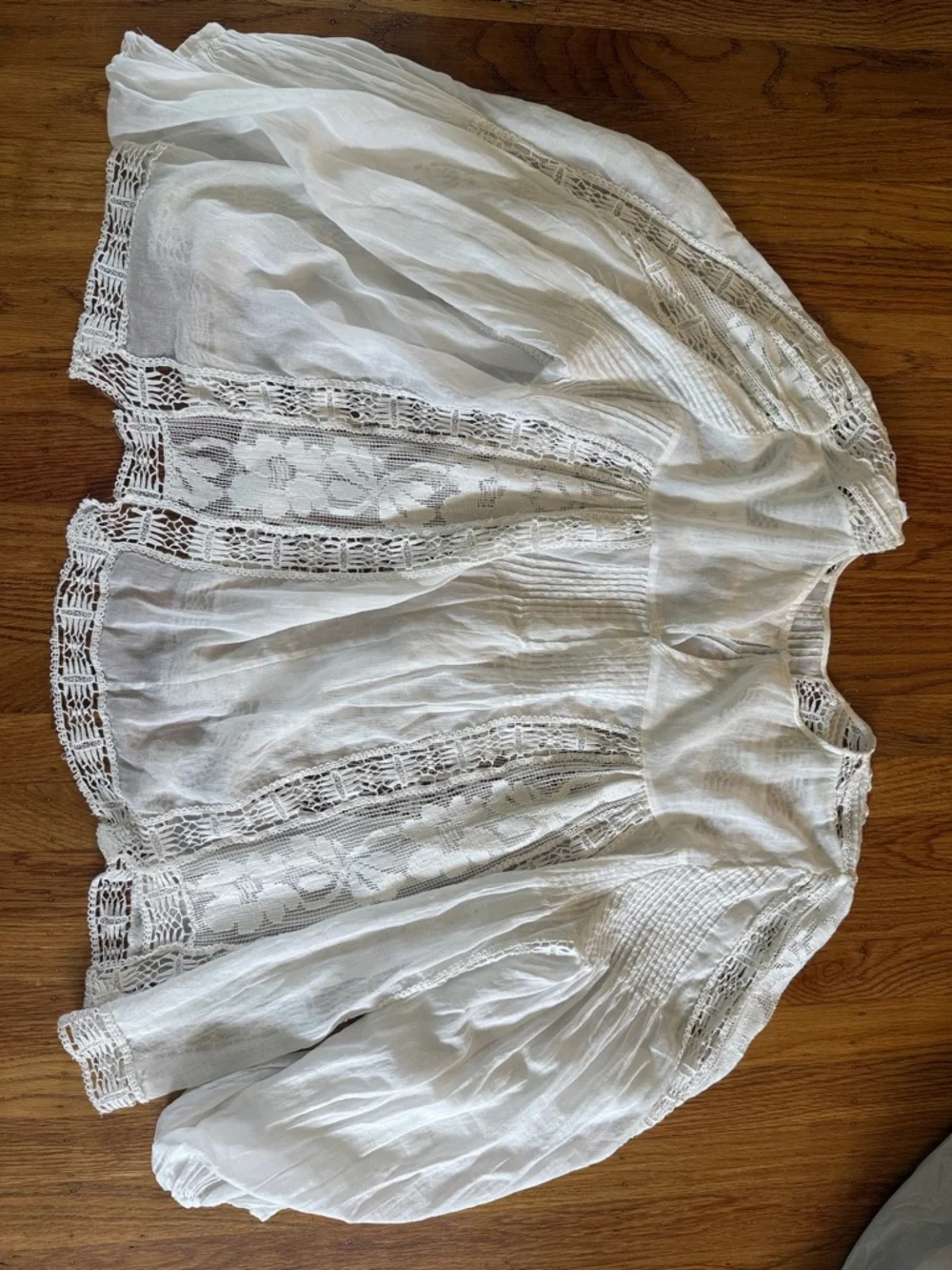 White Lace Crochet Peasant Blouse - Picture 4 of 4